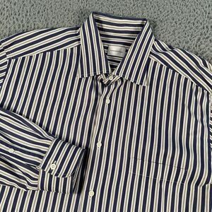Ermenegildo Zegna Shirt 17.5 Multi Color Striped‎ Button Up Comfort Fit Cotton